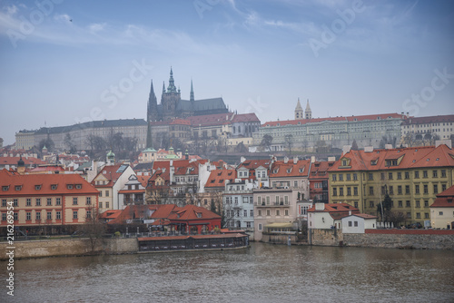  Vltava river and St.Vitus Cathedral in Prague