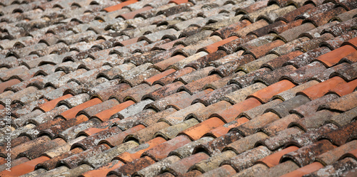 background with the many clay tiles on the roof