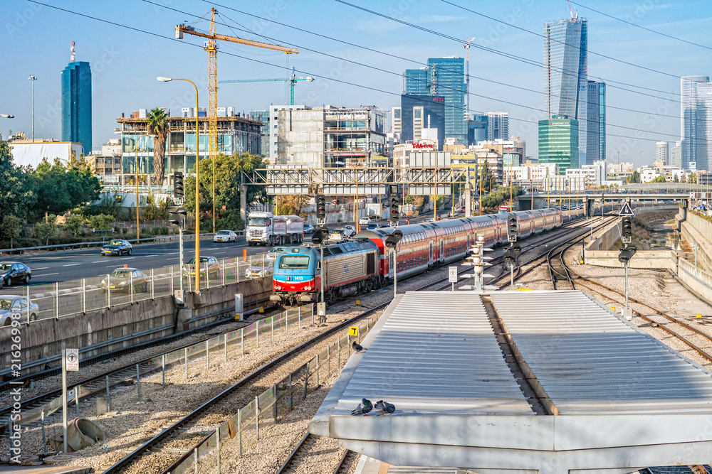 View to the railway station in Tel Aviv.