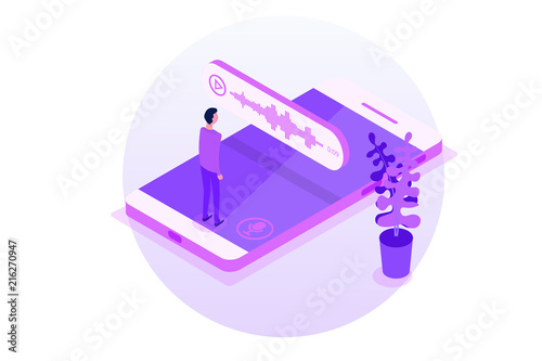 Voice Messages Isometric, event notification. Vector illustration