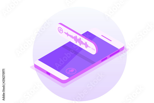 Voice Messages Isometric, event notification. Vector illustration