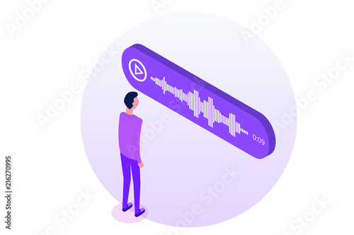 Voice Messages Isometric, event notification. Vector illustration