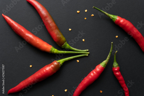 Chili Peppers on a black background
