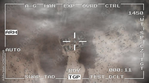 Smart bomb missile drop military drone spy war pov aerial shot falling 4k