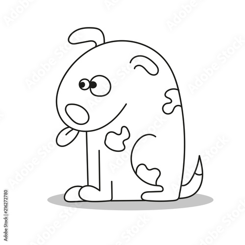Coloring page for children, dog. Cartoon style illustration in black and white