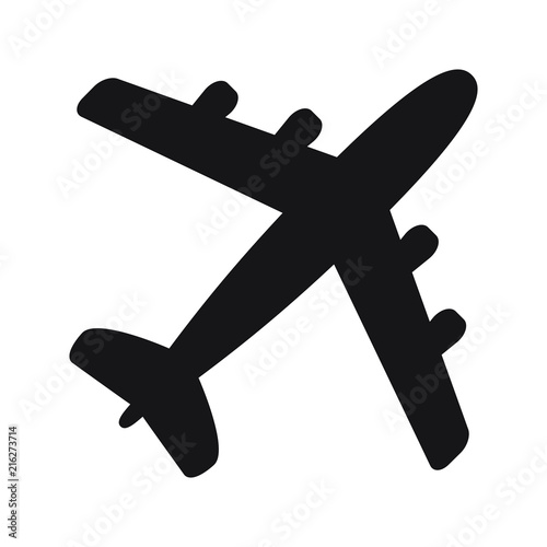Plane icon isolated on white background, airplane symbol in flat style. Airplane sign in black. Vector illustration.