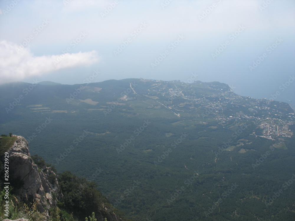 View from the lift to the sea, nature and sky from the mountain ai-petri in the Crimea