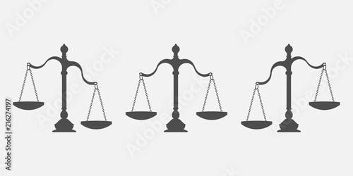 Set of scales balance isolated on white background. Vector illustration.