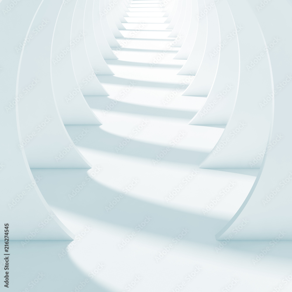 Obraz premium Abstract white tunnel interior. Square 3d