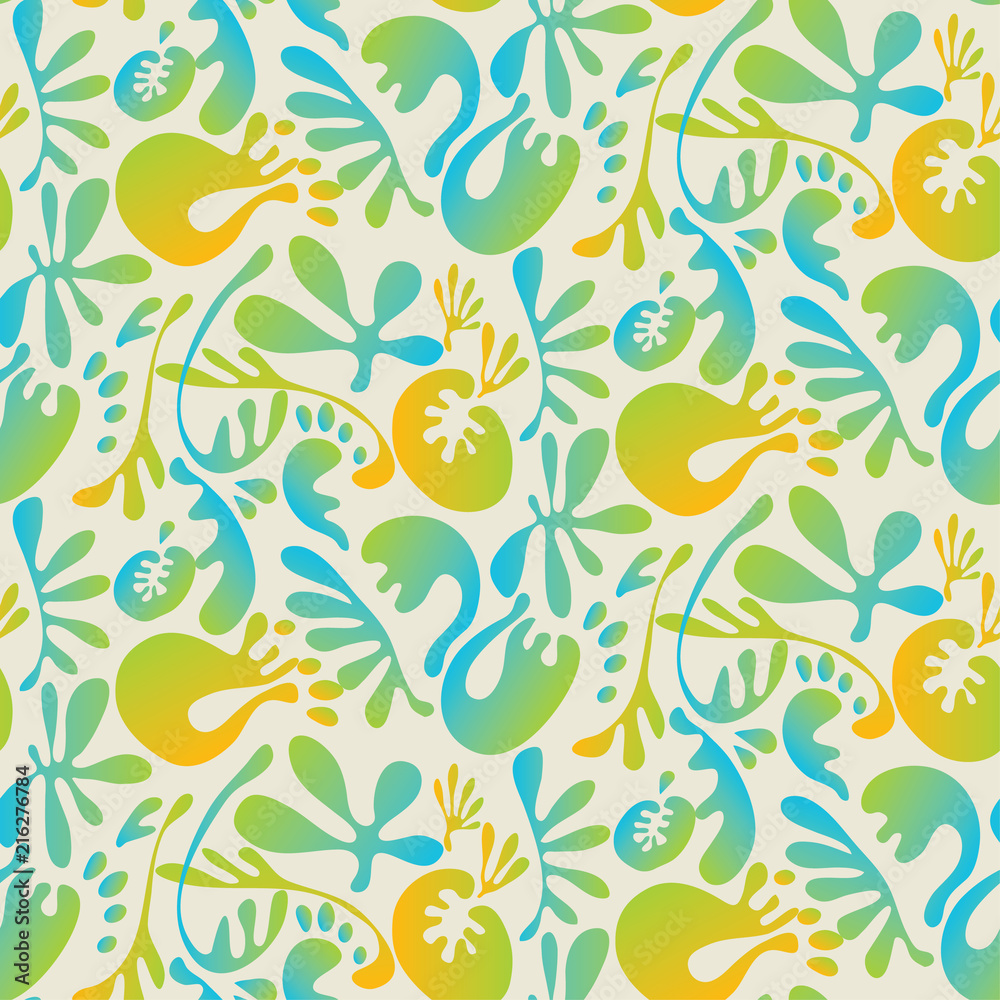 Abstract tropical colorful floral seamless pattern.