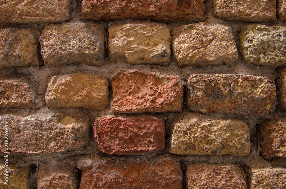 Brick wall of red brick. Old red brick masonry. Brick wall of red brick. Old red brick masonry.