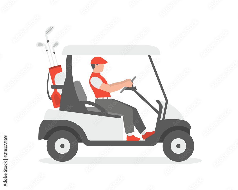 Golf cart. flat style. isolated on white background Golf cart. flat style. isolated on white background