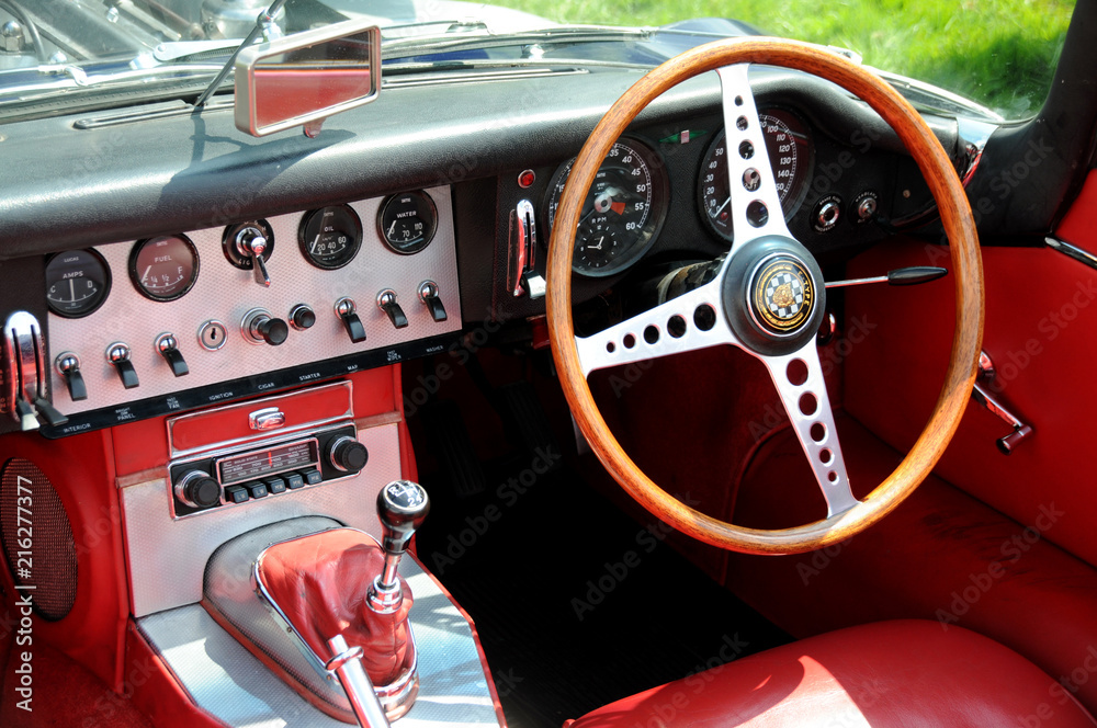 Classic British Sports Car Interior Cockpit. Stock Photo | Adobe Stock