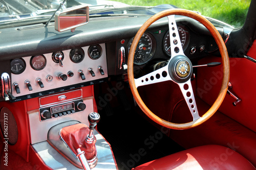 Classic British Sports Car Interior Cockpit.