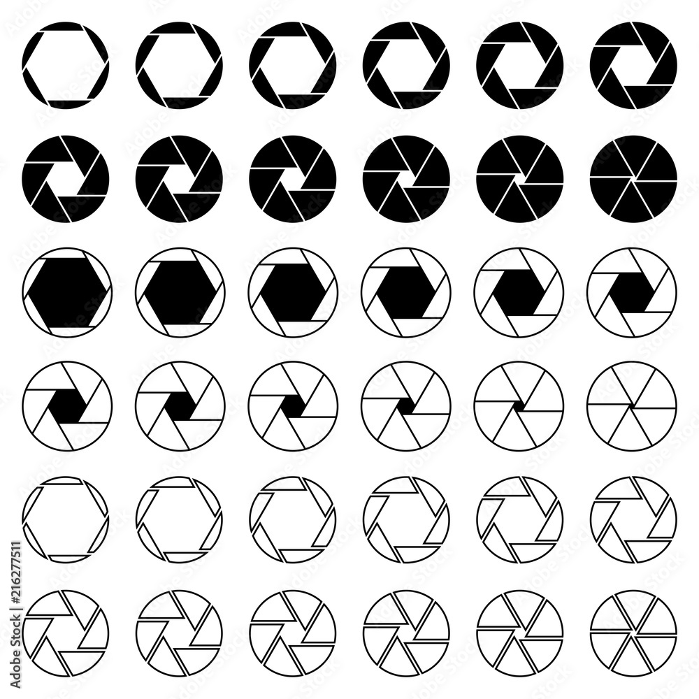 6 Blades Camera Aperture Shutter Icons 6 Blades Camera Aperture Shutter Icons
