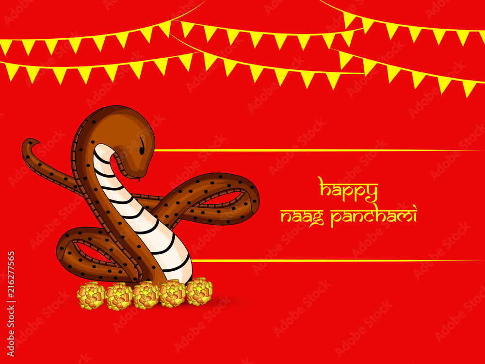 Obraz premium Illustration of background for the occasion of hindu religious festival Naag Panchami celebrated in India