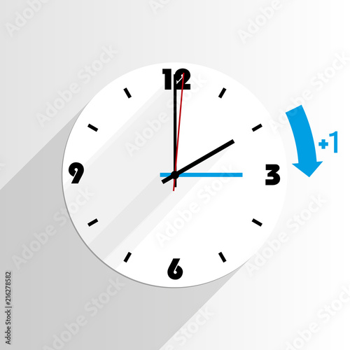 wall clock illustrating beginning of daylight saving time DST in fall concept vector illustration