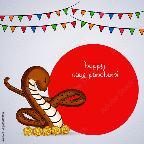 Illustration of background for the occasion of hindu religious festival Naag Panchami celebrated in India photo