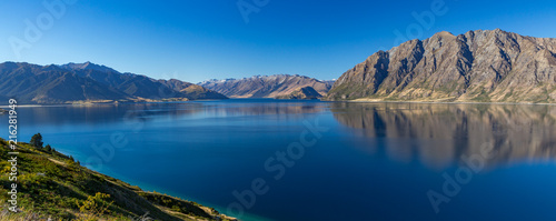 Clear Late Afternoon Panorama of Lake Hawea New Zealand photo