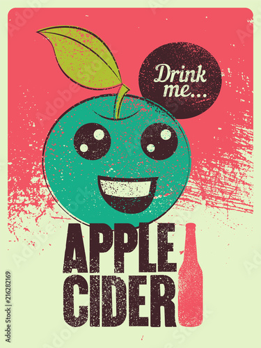 Apple Cider typographical vintage grunge style poster. Retro vector illustration.