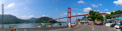 Namhae Bridge, Suspension bridge in Namhae County, South Gyeongsang Province, Korea © yooranpark