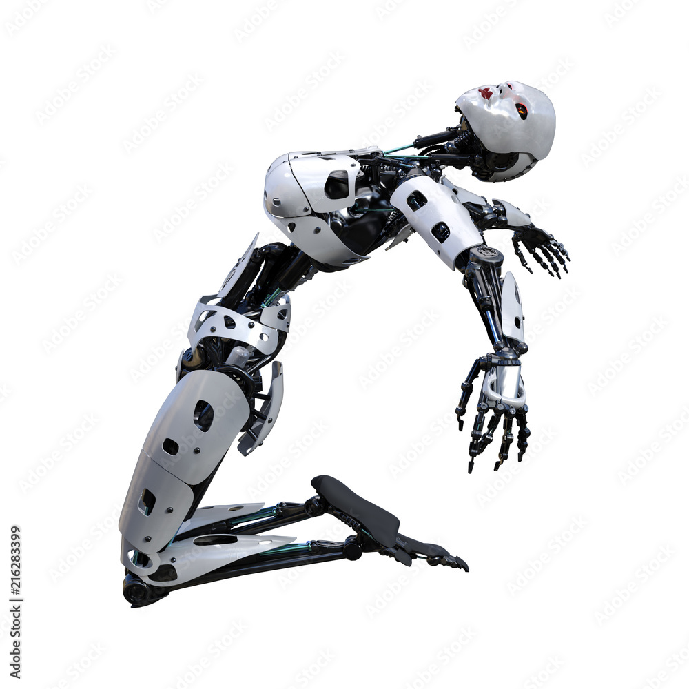3D Rendering Female Robot on White 3D Rendering Female Robot on White