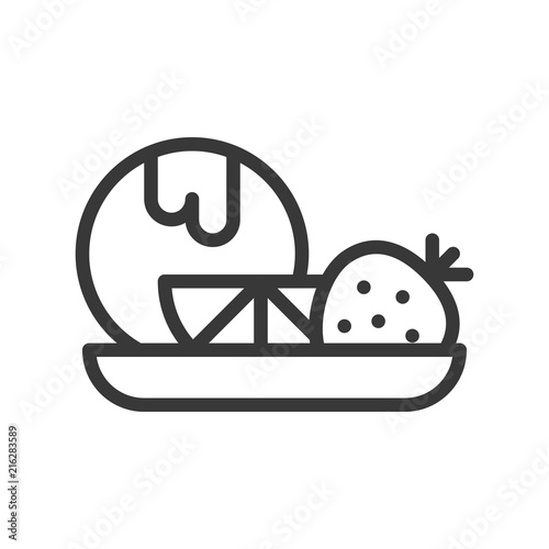 ice cream scoop and fruit, sweets and dessert outline icon