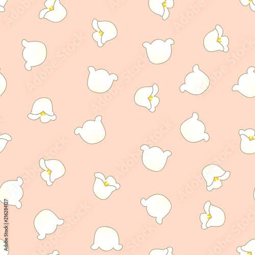 Fototapeta Naklejka Na Ścianę i Meble -  White Lily of the Valley on Light Orange Background