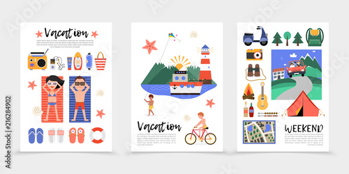 Flat Summer Vacation Posters