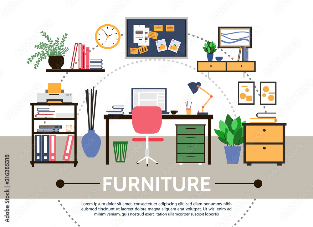 Flat Designer Workspace Round Composition Flat Designer Workspace Round Composition