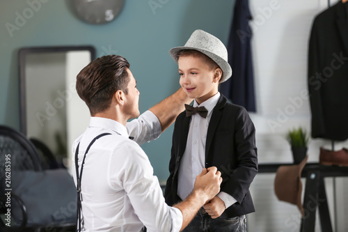Stylish father and son, ind...