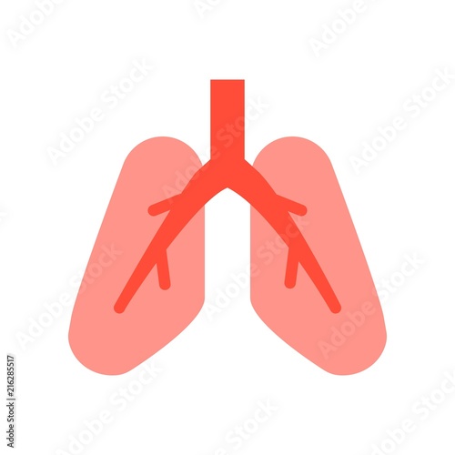 Lungs, medical and hospital related flat design icon set