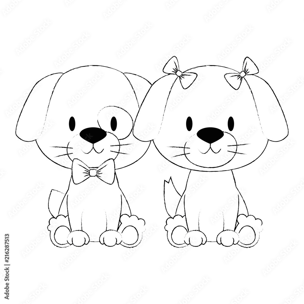 Obraz premium cute and adorable couple dog characters