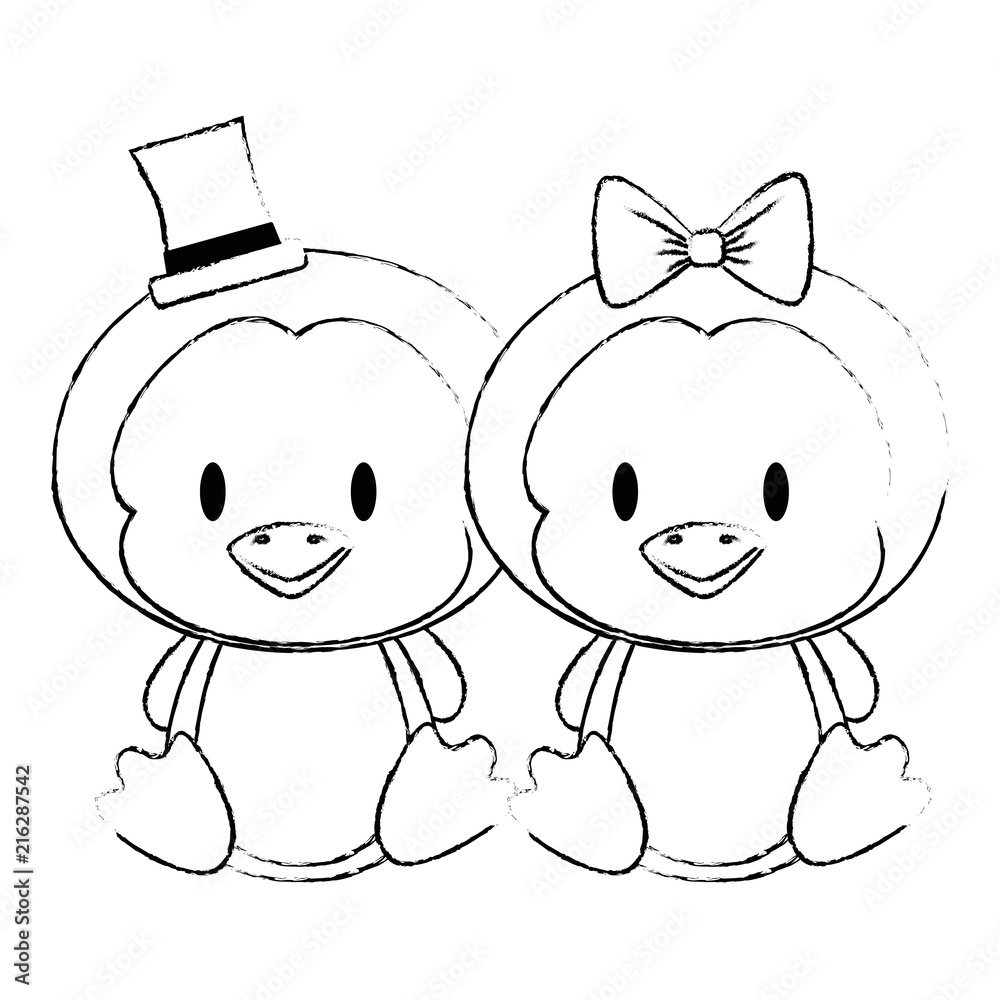 cute and adorable couple penguins characters cute and adorable couple penguins characters