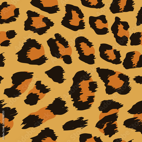 Fototapeta Leopard pattern design - funny  drawing seamless pattern