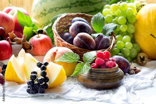 Healthy eating, healty food, vegetarian food - fresh delicious and juicy organic fruit