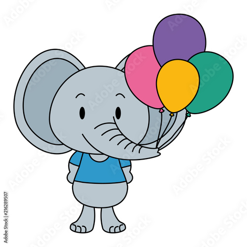 cute and adorable elephant with balloons helium photo