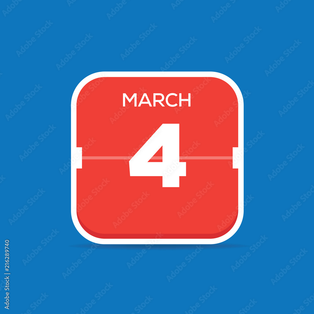 March 4 Calendar Flat Icon March 4 Calendar Flat Icon