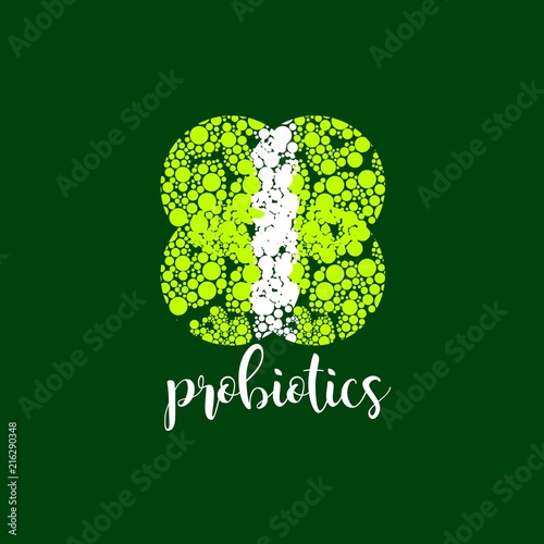Probiotics logo. Bacteria logo. Concept of healthy nutrition ingredient for therapeutic purposes. Simple flat style trend modern logotype graphic design isolated