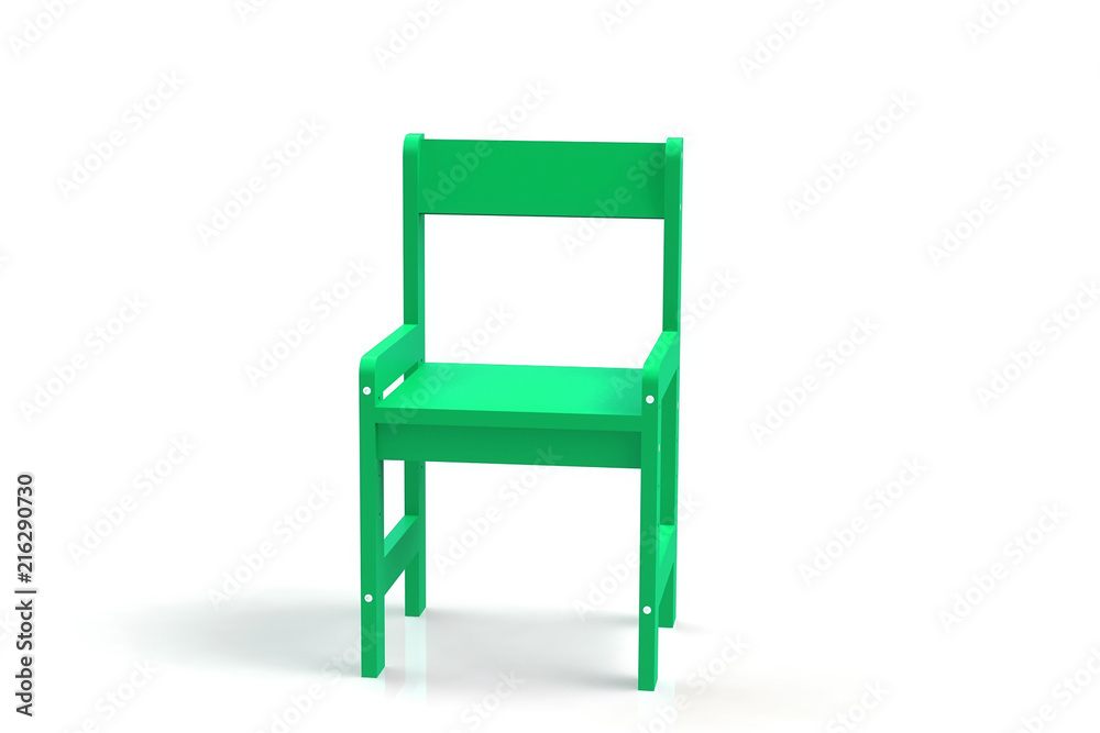 Little child wooden chair on a white background. 3D-model rendering chair. Little child wooden chair on a white background. 3D-model rendering chair.