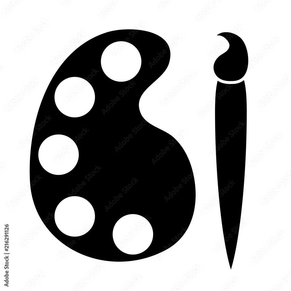 Paint brush with palette vector illustration Paint brush with palette vector illustration