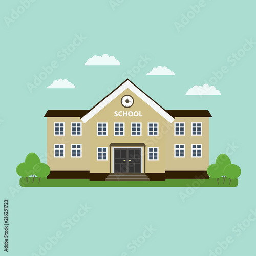 School building. Flat style vector illustration isolated.
