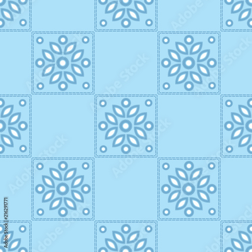 Seamless background with satin stitch embroidery. Traditional ornament. Rustic pattern. Textile rapport.