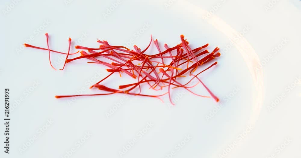 Saffron harvest, delicate threads, plucked from the flowers Saffron harvest, delicate threads, plucked from the flowers