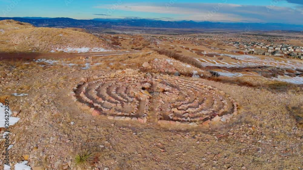 Aerial view of a rock labyrinth in Castle Rock Colorado Aerial view of a rock labyrinth in Castle Rock Colorado