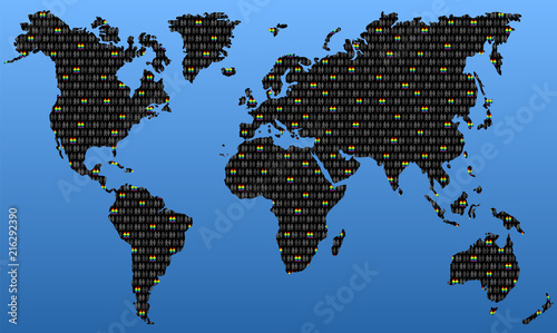 Gay and lesbian love couples around the world, evenly distributed among heterosexual love couples. Worldwide homosexuality background illustration.