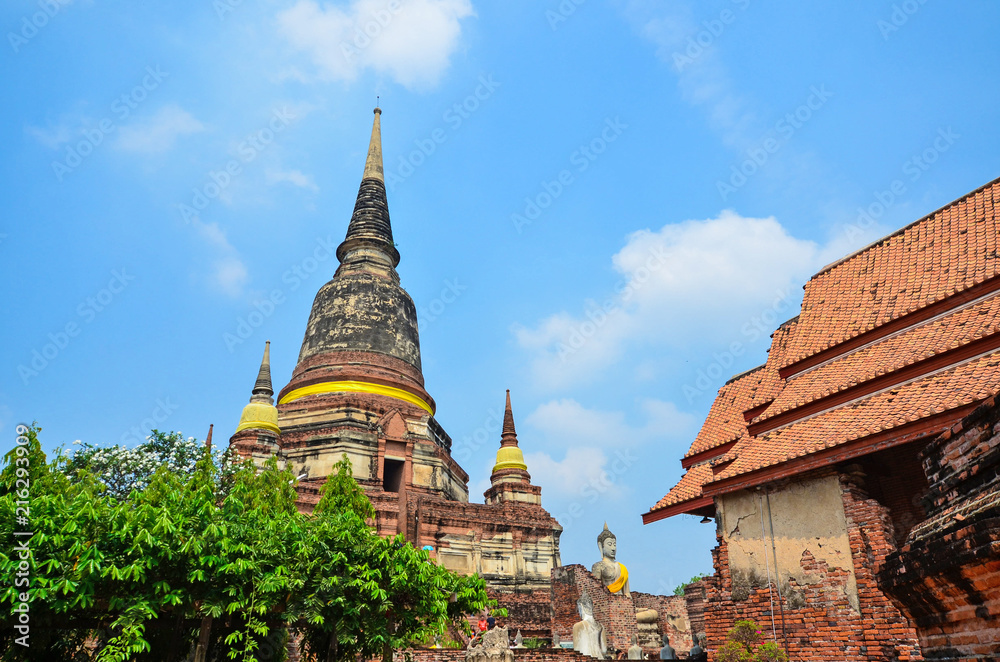 Naklejka premium Ayutthaya, Thailand-March 24, 2018: Wat Yai Chai Mongkhon or the Great Monastery of Auspicious Victoryis 