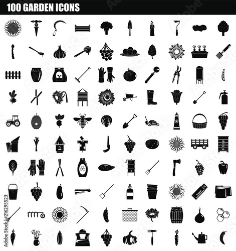 100 garden icon set. Simple set of 100 garden vector icons for web design isolated on white background