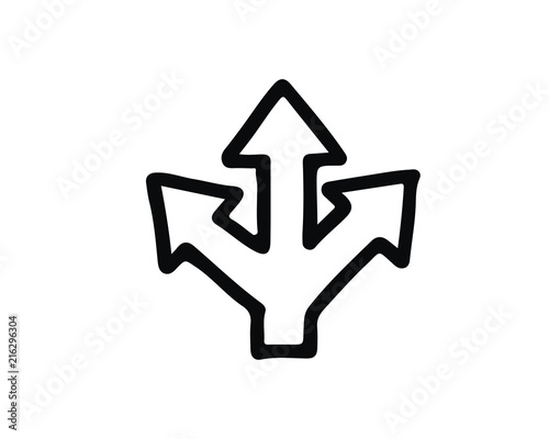 three ways hand drawn icon , designed for web and app