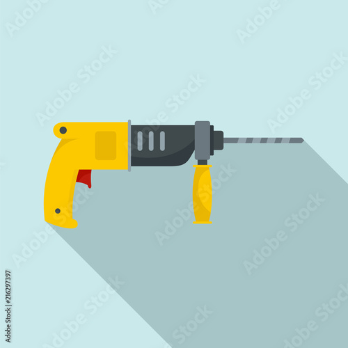 Hammer drill icon. Flat illustration of hammer drill vector icon for web design